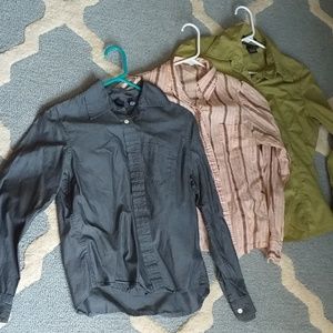 🗽3 cotton button down blouses lot